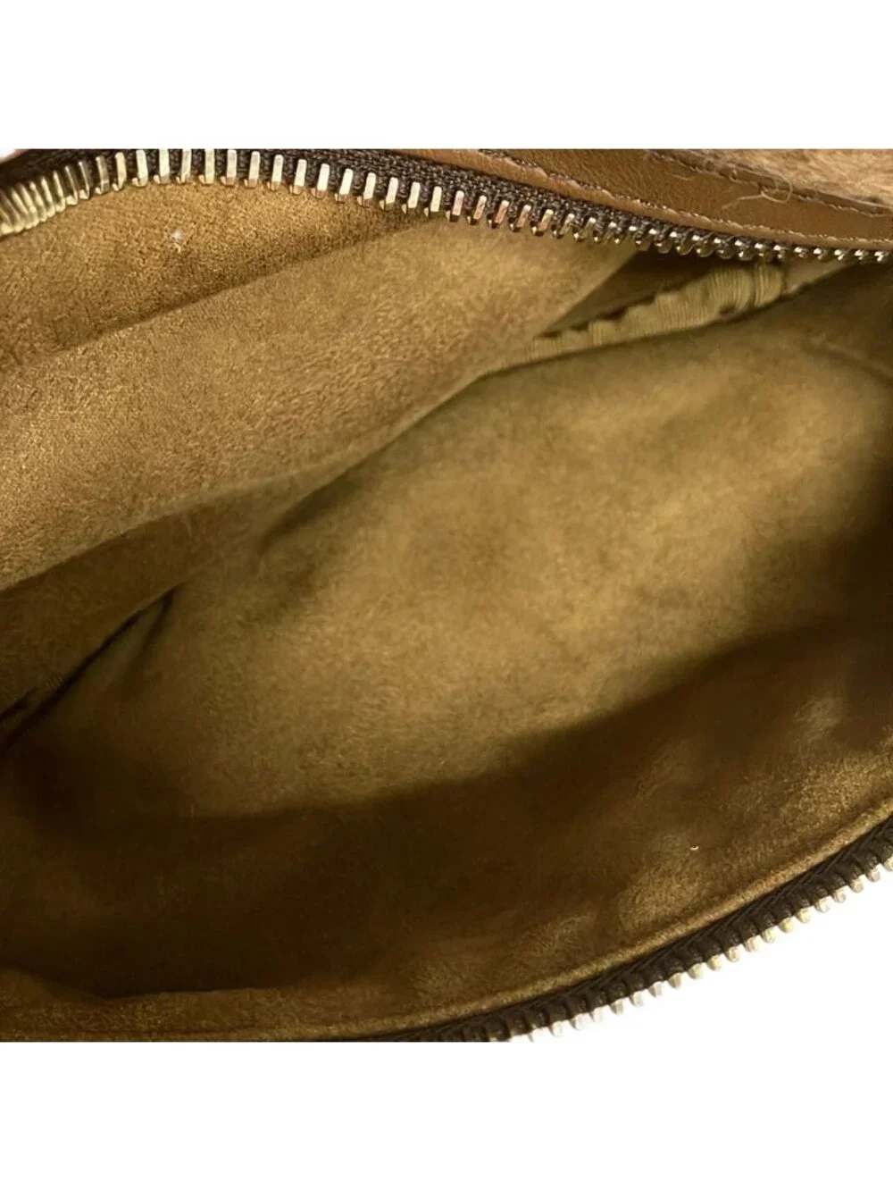 Max Mara Shoulder Bag Brown Gold Chain Silk Leather - Picture 7 of 10